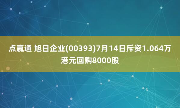 点赢通 旭日企业(00393)7月14日斥资1.064万港元回购8000股